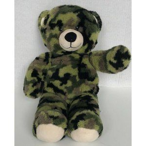 Build a Bear Plush Camo Teddy Bear 16" Green Brown Stuffed Animal BABW